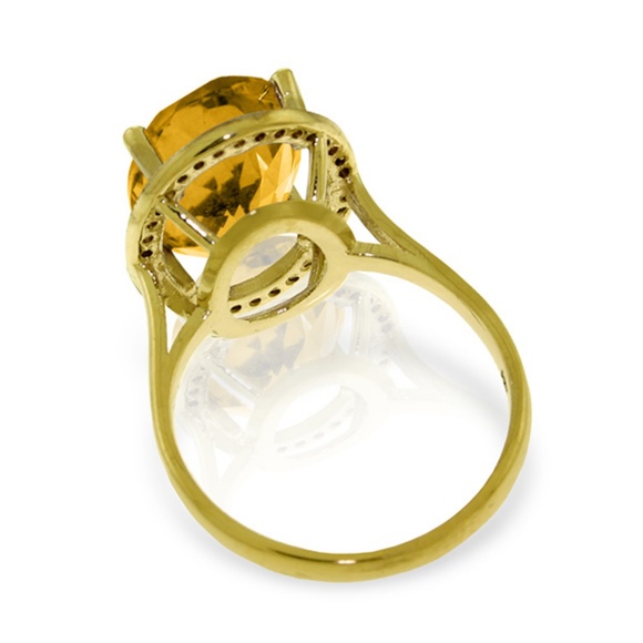 GOLD RING WITH NATURAL DIAMONDS & CITRINE - Picture 3 of 5